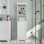 Tall Bathroom Floor Cabinet With 3 Shelves And Single Door  Narrow Linen Cabinet