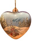 Hand Painted Winter Scene New Hope Ceramic Heart Shaped Christmas Ornament