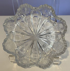 Vintage Small Round Scalloped Sawtooth Edge Dots Flowers Crystal Dish 5 75 