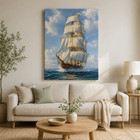 Sailing Ship Canvas Wall Art Ocean Boat Framed Canvas Print Nautical Decor