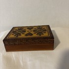 Vintage Mcm Hand Carved Wood Wooden Jewelry Trinket Rustic Keepsake Folk Art