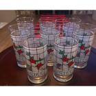 Set Of 8 Vintage Coca Cola Glasses Christmas Holly Stained Glass Design 6 