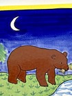 Brown Bear Hand Painted Folk Art Pottery Tile Trivet Signed