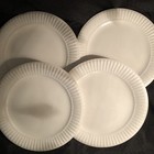  4  Pier 1 Lunca Blanca White Ironstone Ribbed dots Dinner Plates Mint 