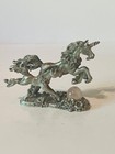 Unicorn Figurine Vtg Pegasus Signed Fantasy Wizard Pewter Comstock Foal Crystal
