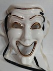 White black Porcelain Ceramic Signed Tragedy comedy Mardi Gras Wall Mask Decor
