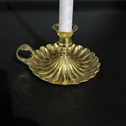 Vintage Solid Brass Scalloped Candle Holder Finger Holder New Old Stock 1960   s