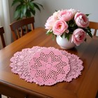 Pink Round Lace Doily Placemat Hand Crochet Floral Table Mat Home Accessories