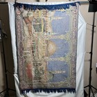 Vintage Large Blue Prayer Rug Islamic Holy Kaaba Mecca Wall Hanging 1960s 