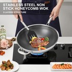 13 Inch Wok 13  Honeycomb Pan With Lid  Stainless Steel 