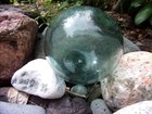 Antique Scarce Fishing Float Japanese Aqua Marked D g  3  Dia maritime Decor vtg