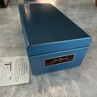 Vintage Mid-century Modern Blue Metal Document Box    john Hancock Advertising