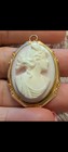 Vtg Art Deco 10kt Gold Shell Cameo Brooch Pendant Carved Profile Convertible