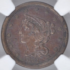 1851 Braided Hair Half Cent Ngc Au58 Bn C-1 Nice Coin