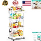 Storage Cart 4 Tier Rolling Utility Organizer With Drawer Wheels White Plastic