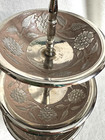 Vintage Silverplated 3-tier Serving Tray Floral Design With Handle