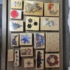 Wood Rubber Stamp Lot Christmas Vintage Inkadinkado Stamps Happen Lot  17 