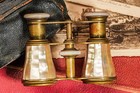 Fantastic Mother Of Pearl Brass Duval Paris Antique French Opera Glasses