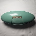 Vintage Singer Sewing Machine Slant Needle Buttonholer Attachment Green Case