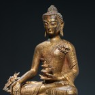 6 3  China Old Tibet Tibetan Buddhism Temple Bronze Gilt Medicine Buddha Statue