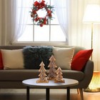 3 Set Handmade Carved Wooden Christmas Trees Tabletop Holiday Winter Christmas 