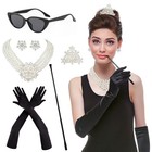 6pcs 1920s Accessories  Holly Golightly Costume 20s Accessories Pearl Black