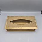 Mcm Vintage Brass Filigree Metal Vanity Tissue Box Holder Mountable Hollywood