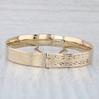 Vintage Solid Metal Love Floral Etched Bangle Bracelet 9k Yellow Gold 6 75 