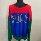 Polo Ralph Lauren Mens L Colorblock Logo Crew Neck Sweater New Preppy