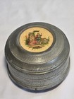 Powder Puff Music Box Vintage Round Metal Vanity Victorian Couple