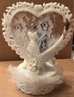Vintage Wedding  Cake Topper Bride And Groom-lace Heart- 17