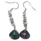 Sterling Silver 925 Aurora Borealis Crystal Glass Drop Dangle Earrings Handmade