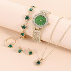 5-piece Women s Zircon Inlaid Watch Necklace Earrings Bracelet Ring Set Gift