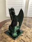Smoldering Smoke Breathing Dragon Handmade Green Ceramic Cone Incense Burner
