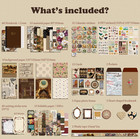 280pcs Aesthetic Scrapbook Supplies Kit  Vintage Bullet Junk Journal With A6 Gri