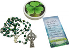 Irish Shamrock Rosary Saint Patrick s Prayer Set With Green Ireland Beads Metal