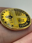 Vintage Tulsa City Council 1990 Black Gold Oval Lapel Pin Oklahoma Souvenir