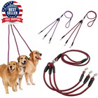 Adjustable Nylon 3 Way No-tangle Triple Couple Pet Dog Walking Leash Lead With P