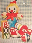 Vintage Birthday Greeting Card Clown W Gym Shoes Blocks   Ball   boy   s  Hallmark