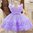 Flower Party Dress Girl Flying Sleeves Princess Birthday Puffy Baptism Tutu Gown