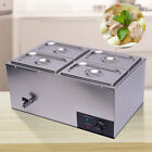Commercial Food Warmer Bain Marie Steam Table Countertop 4-pan Station W  Lids