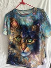 Cat Lover Set -  Psychedelic Tripping Cat T- Shirt  Red Tabby Picture