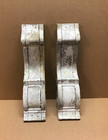 Pair Antique Large Shabby White Wood Corbel Roof Brackets Old Vtg Chic 711-26b