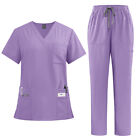 Wholesale Nurse Uniform Women Men Scrub Set V-neck Top Straight Pant Customized