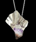 Vintage Artisan Made Sterling Silver Amethyst Geode Large Brooch Pin