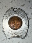 1955 D Encased Lincoln Wheat Cent Souvenir Of Virginia Good Luck Token Horseshoe