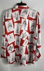 Karl Lagerfeld Paris Women s White Red Fashion Sketch Print Button Up Shirt Sz S