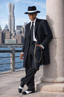 Black Men s Zoot Suits Pinstriped Wedding Tuxedo Evening Party Prom Long Coats
