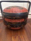 Traditional Chinese Wedding Basket Black red gold Lacquer 3 Tiers