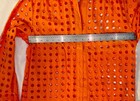 Adiva Red orange Eyelet Cutout Cotton Tunic Shirt  Coverup Roll Sleeve Size M